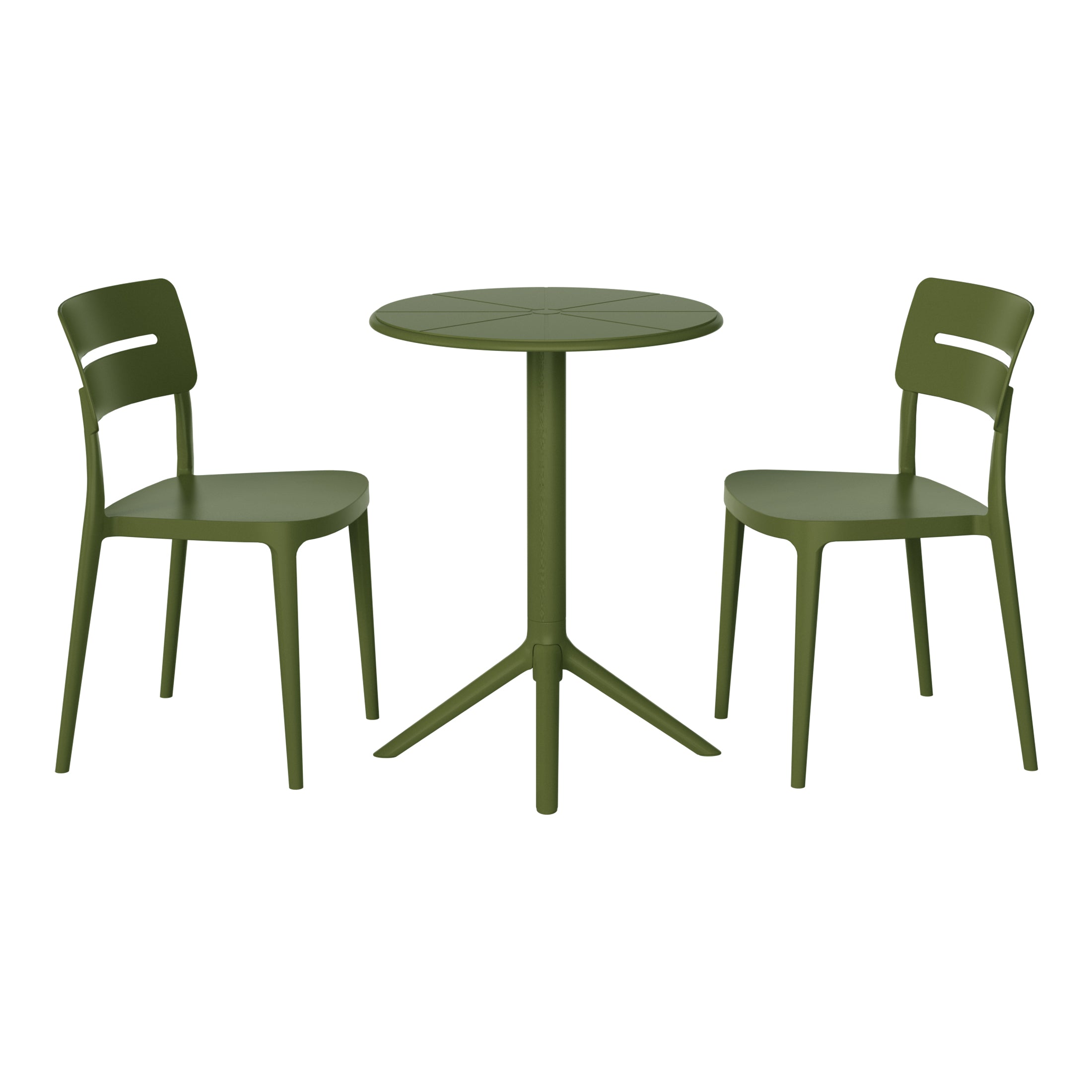 Playa 3-Piece Outdoor Resin Patio Bistro Set with Stackable Patio Dining Chairs