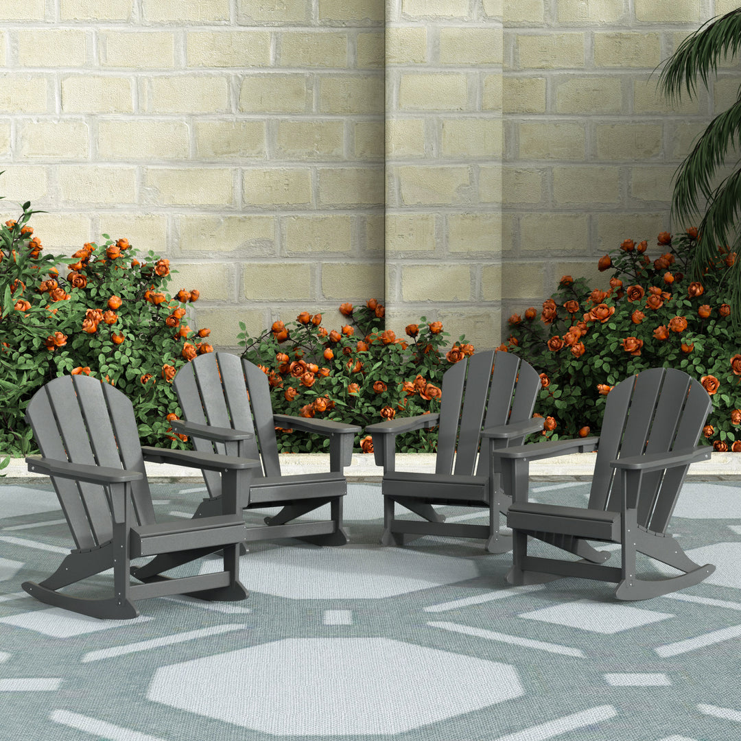 Malibu Outdoor Patio Porch Rocking Adirondack Chair (Set of 4)