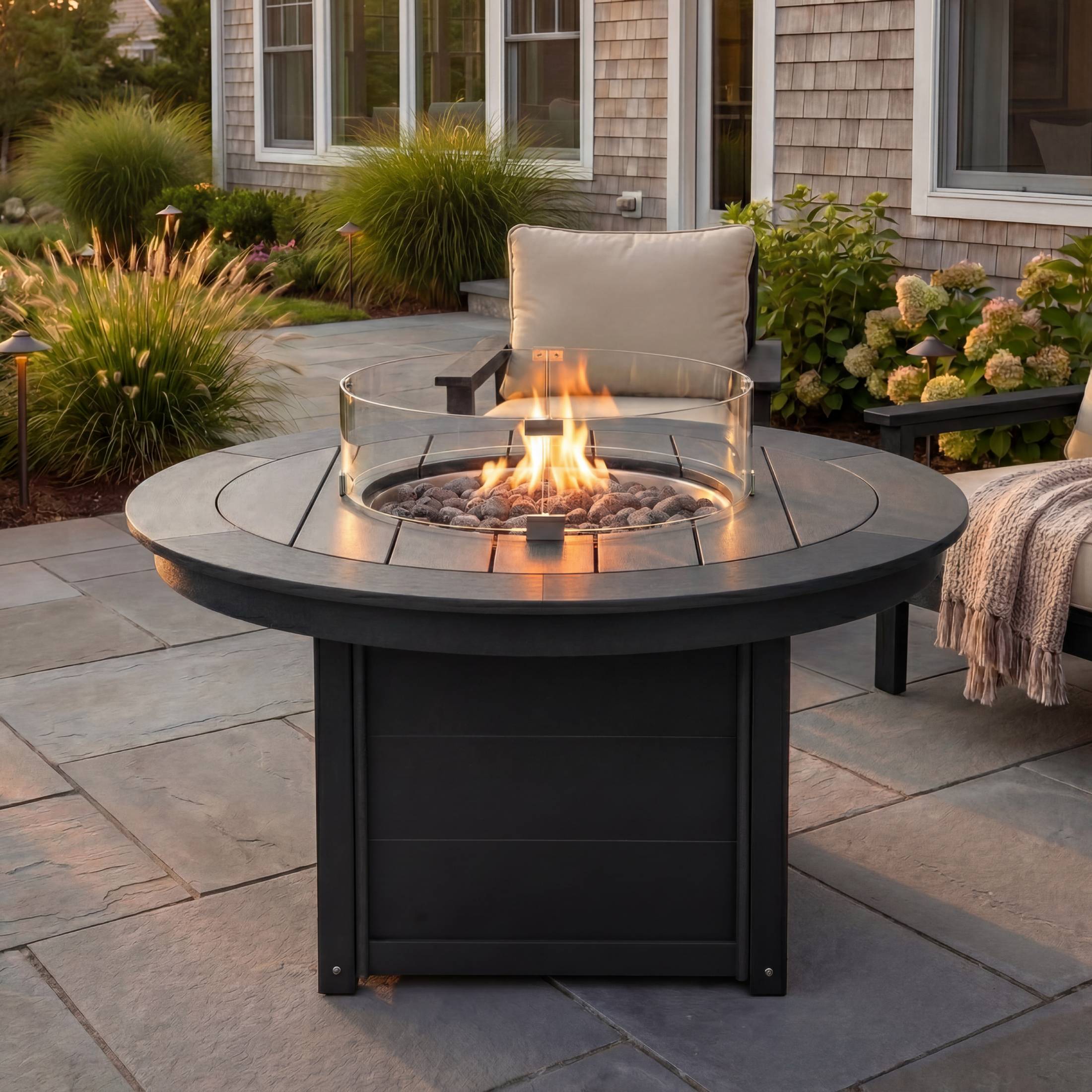 Helios 47" Modern Outdoor 55,000 BTU Patio Propane Round Fire Pit Table