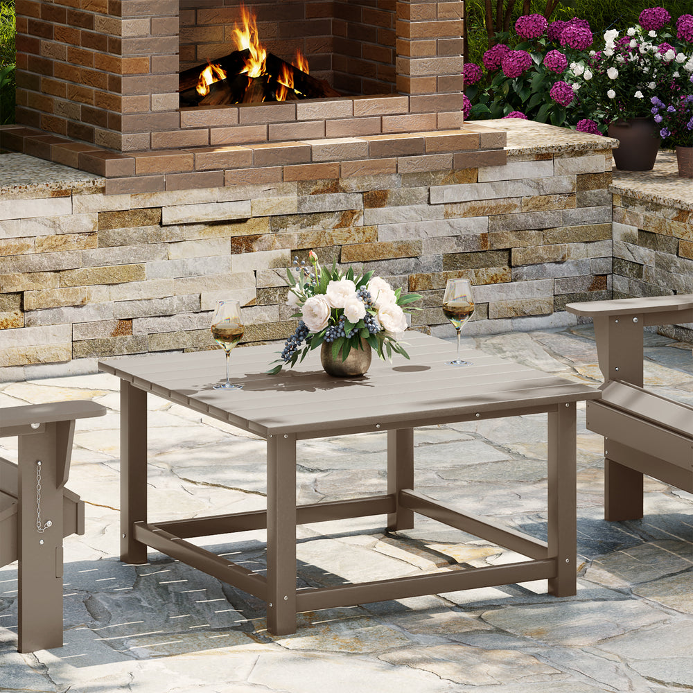 Malibu Low Outdoor HDPE Square Patio Coffee Table