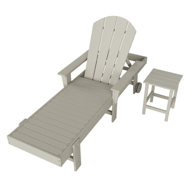 Malibu 2 Piece Adirondack Poly Reclining Chaise Lounge With Arms & Wheels