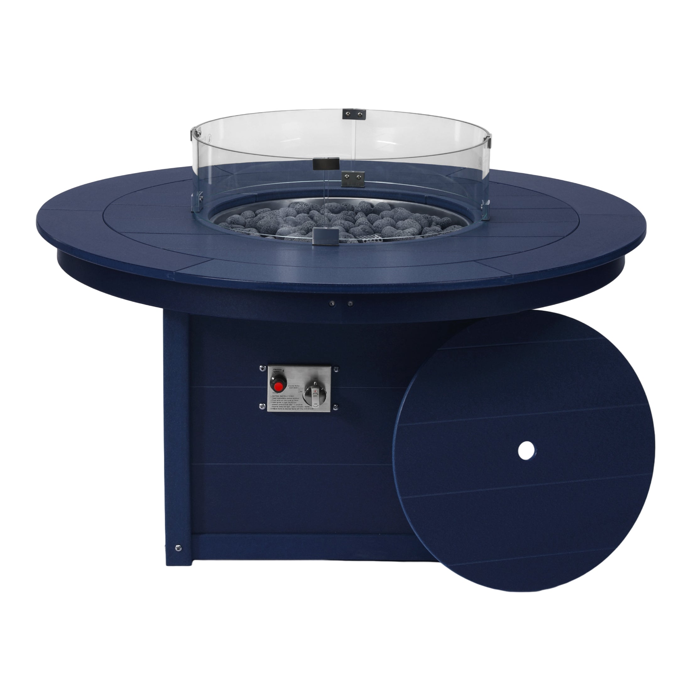 Helios 47" Modern Outdoor 55,000 BTU Patio Propane Round Fire Pit Table