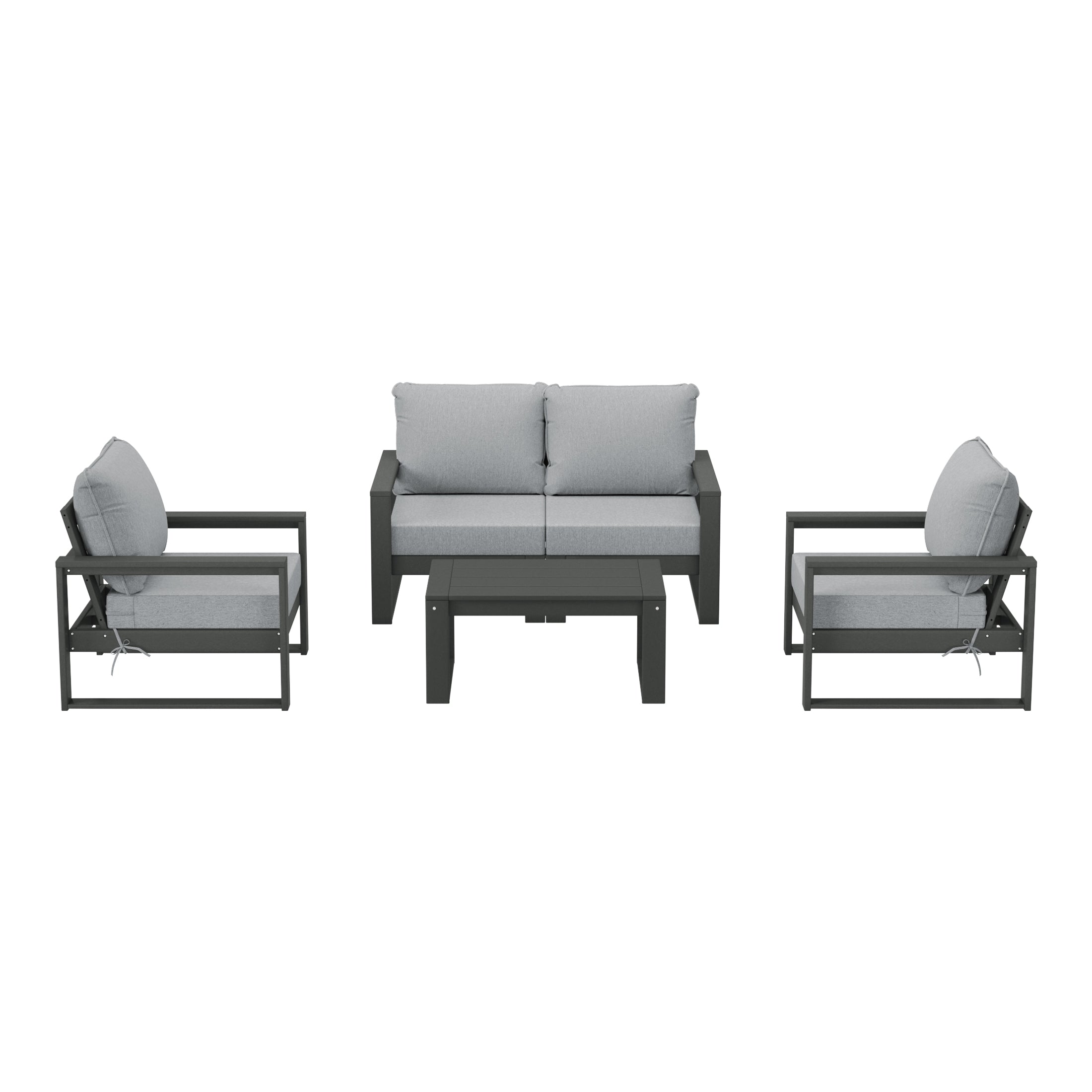 Montara 5-Piece Modern HDPE Outdoor Patio Furniture Sofa Conversation Set with Coffee Table