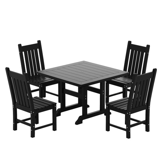 Malibu 5 Piece Outdoor Patio Dining Set Outdoor Square Table and Chair Set