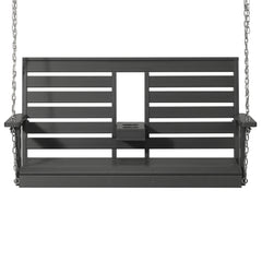 St Charles Outdoor HDPE 54" Front Hanging Porch Swing Bench With Cupholders