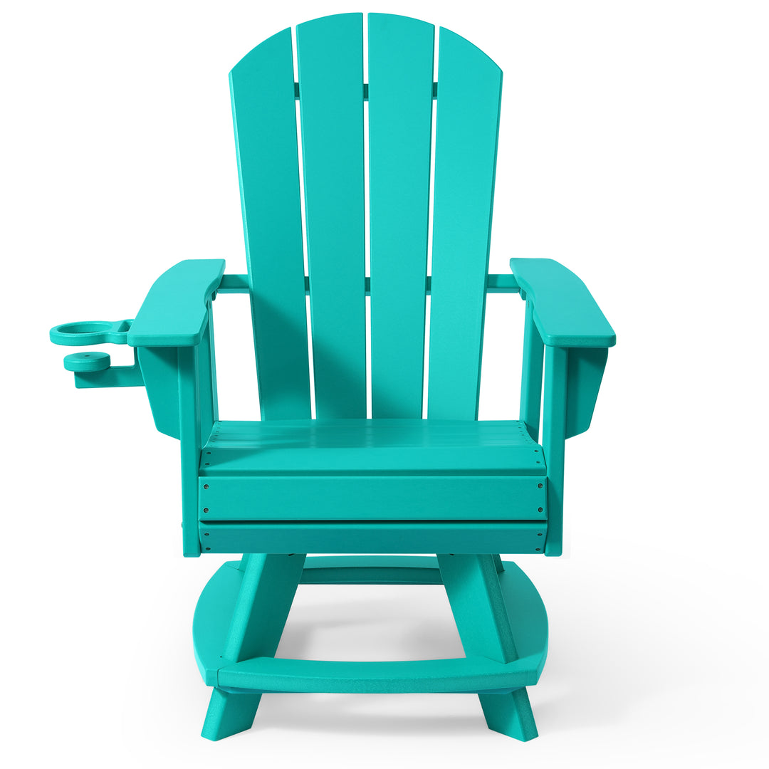Malibu Outdoor HDPE Swivel Adirondack Patio Dining Chair With Cup Holder