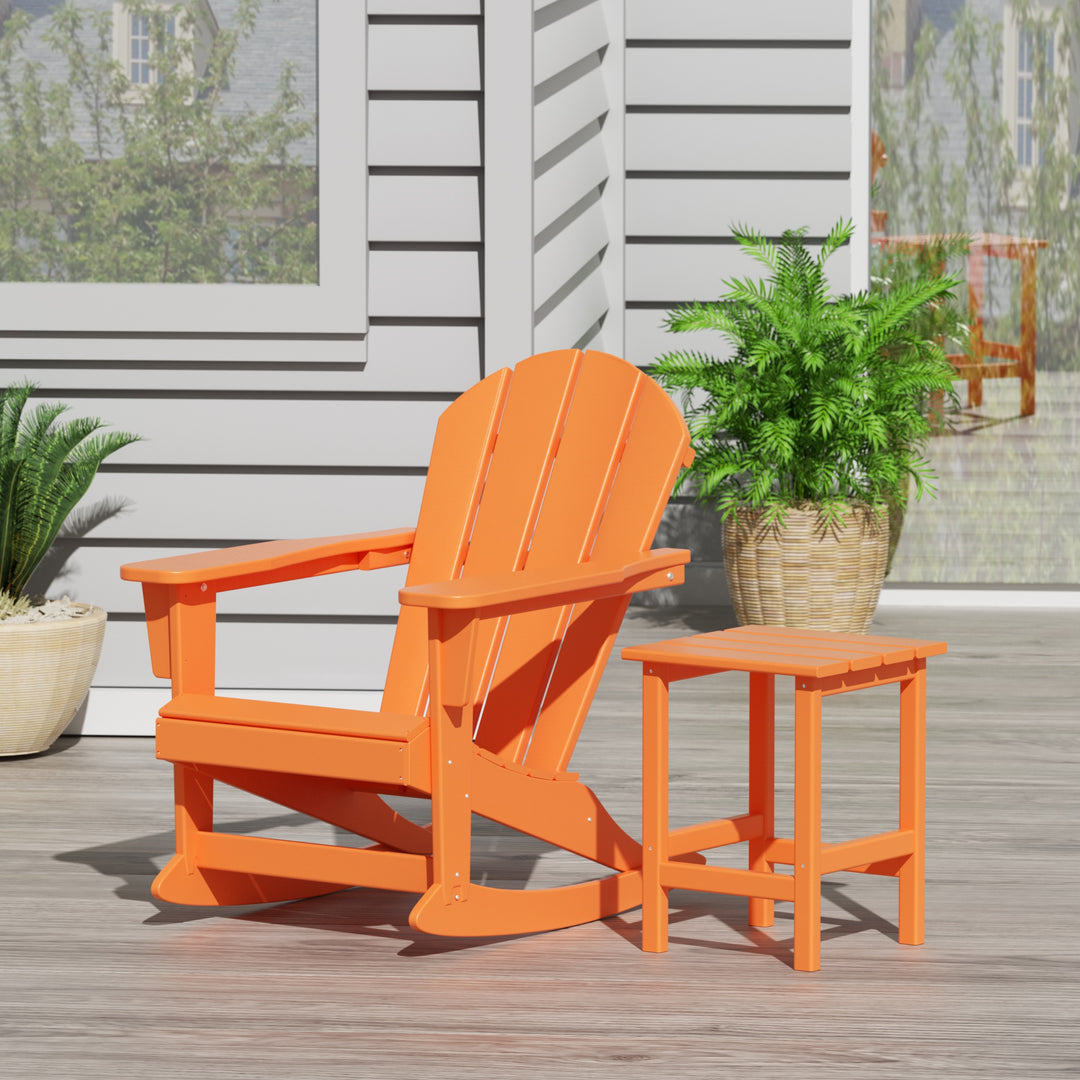 Malibu Outdoor Patio Rocking Adirondack Chairs with Side Table Set