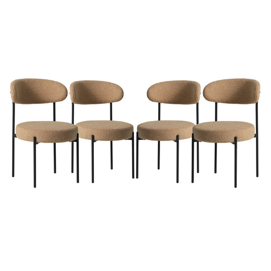 Alexandria Mid-Century Modern Upholstered Sherpa Round Dining Chairs (Set of 4)