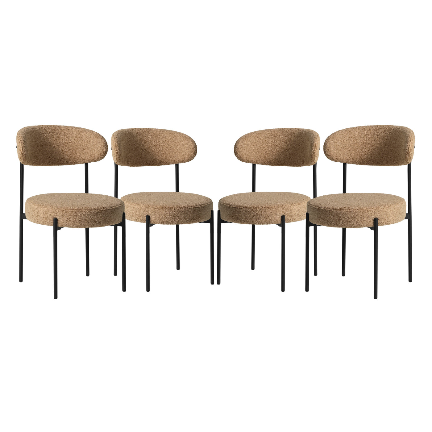 Alexandria Mid-Century Modern Upholstered Sherpa Round Dining Chairs (Set of 4)