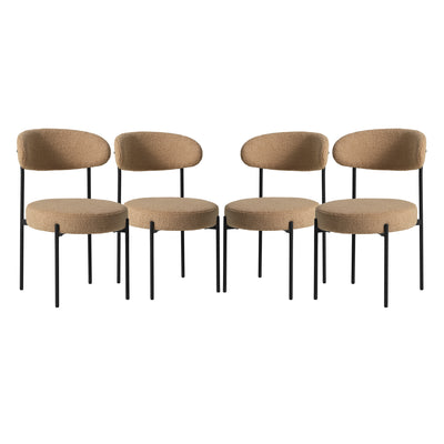 Alexandria Mid-Century Modern Upholstered Sherpa Round Dining Chairs (Set of 4)