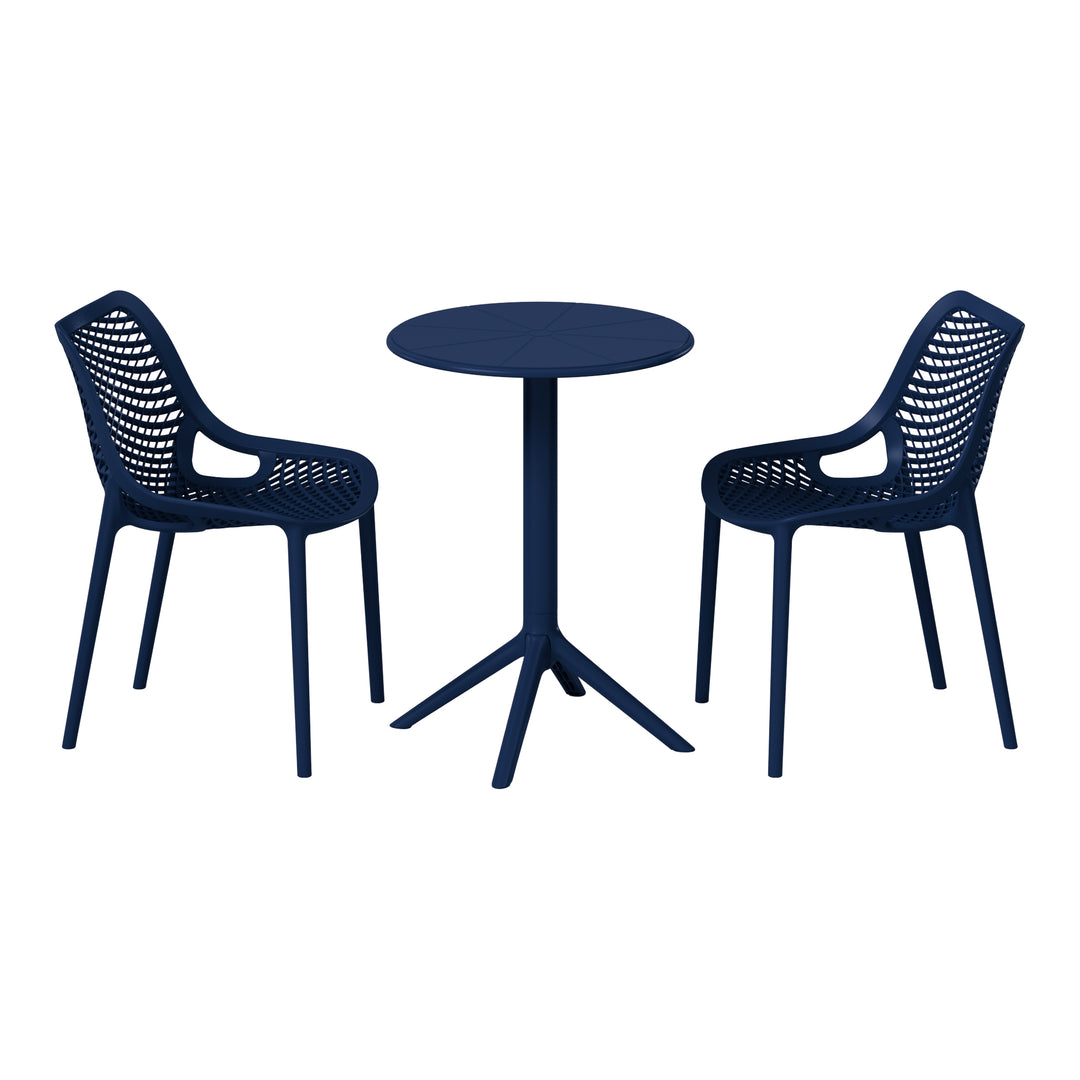 Playa 3-Piece Outdoor Resin Patio Bistro Set with Stackable Patio Dining Side Chairs