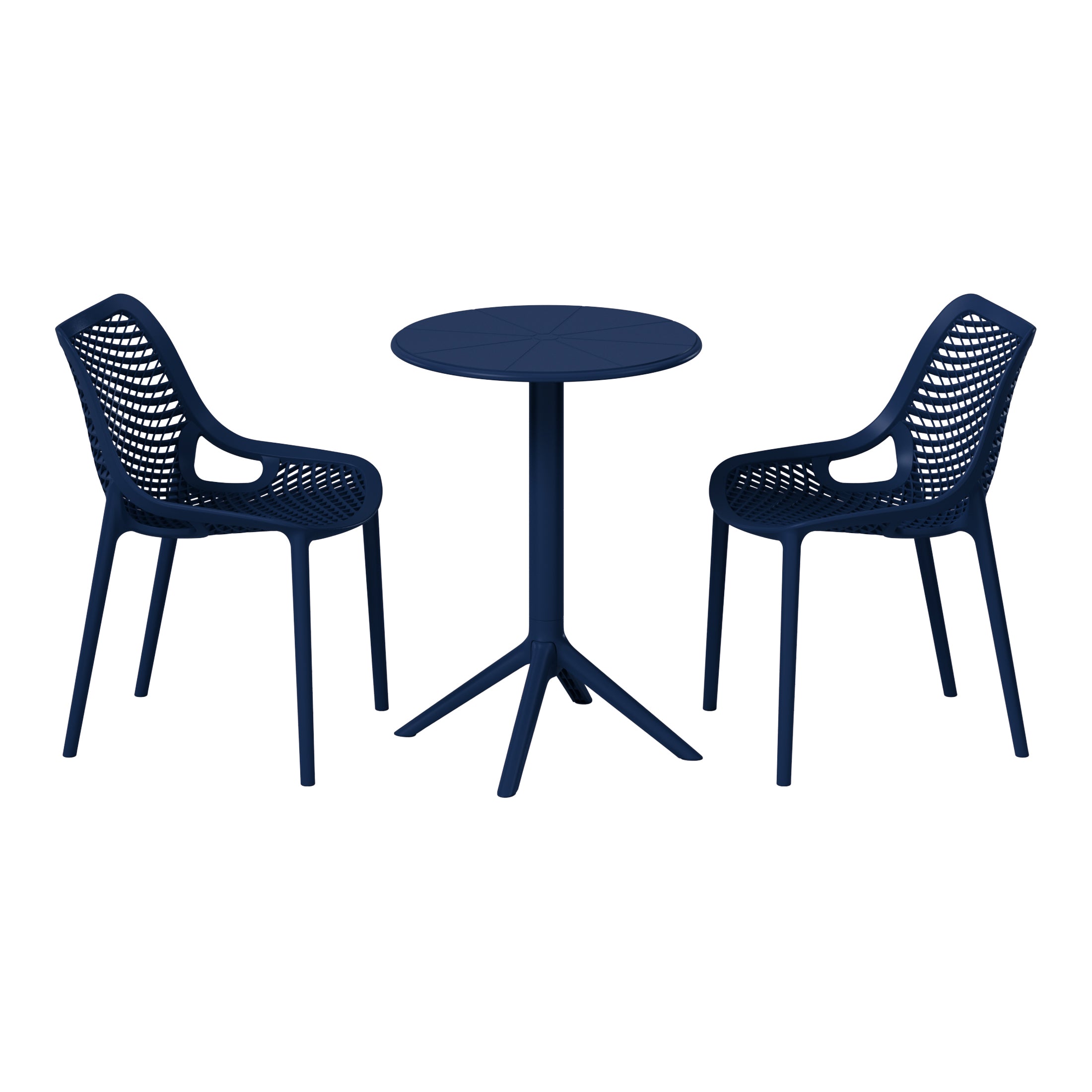 Playa 3-Piece Outdoor Resin Patio Bistro Set with Stackable Patio Dining Side Chairs