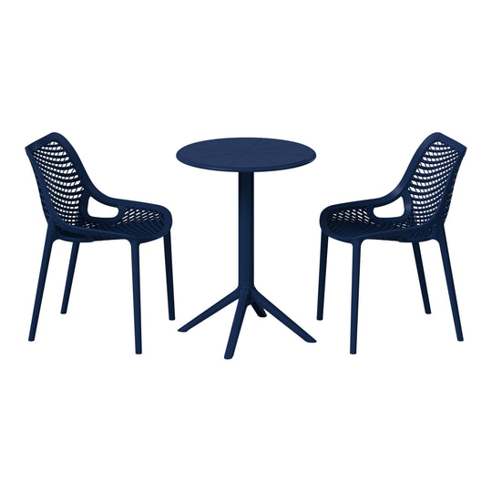 Playa 3-Piece Outdoor Resin Patio Bistro Set with Stackable Patio Dining Side Chairs