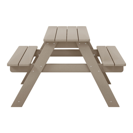 Malibu Outdoor Patio Kids HDPE Plastic Picnic Bench Table