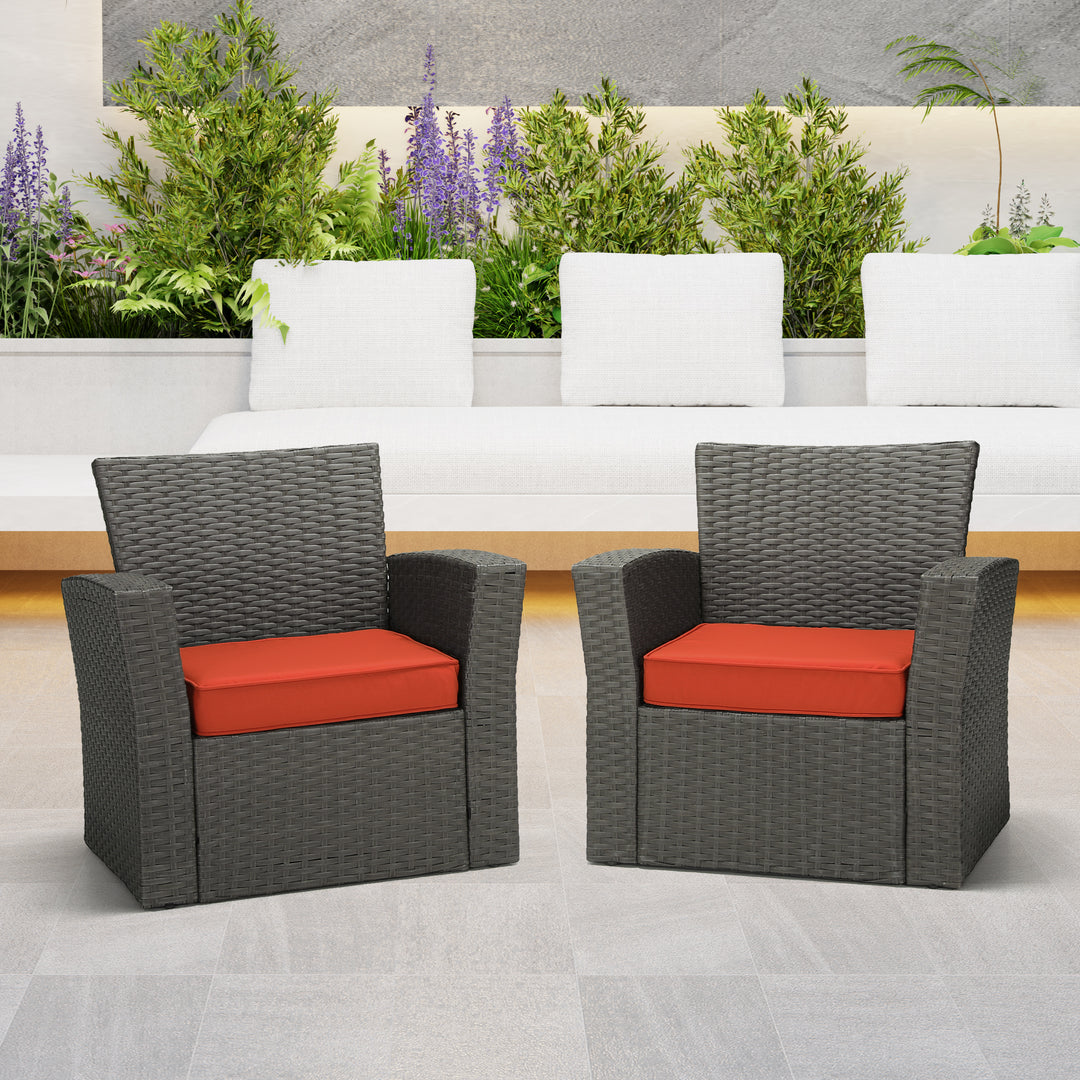 Solace Outdoor Patio Furniture Seat Chair Square Cushions with Piping (Set of 2)