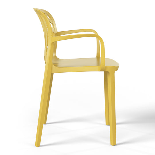 Playa Outdoor Modern Stackable Patio Dining Armchairs (Set of 2)