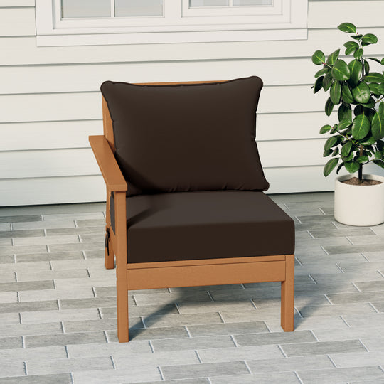Avalon Outdoor Patio HDPE Left Arm Sectional Corner Club Chair with Patio Cushions