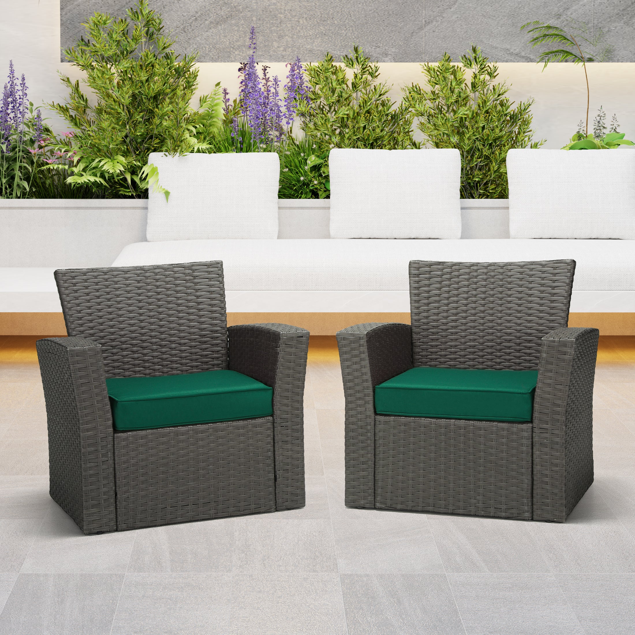 Solace Outdoor Patio Furniture Seat Chair Square Cushions with Piping. Set of 2, 20" x 19"