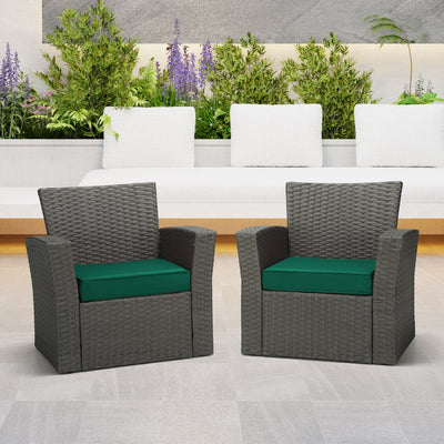 Solace Outdoor Patio Furniture Seat Chair Square Cushions with Piping (Set of 2)