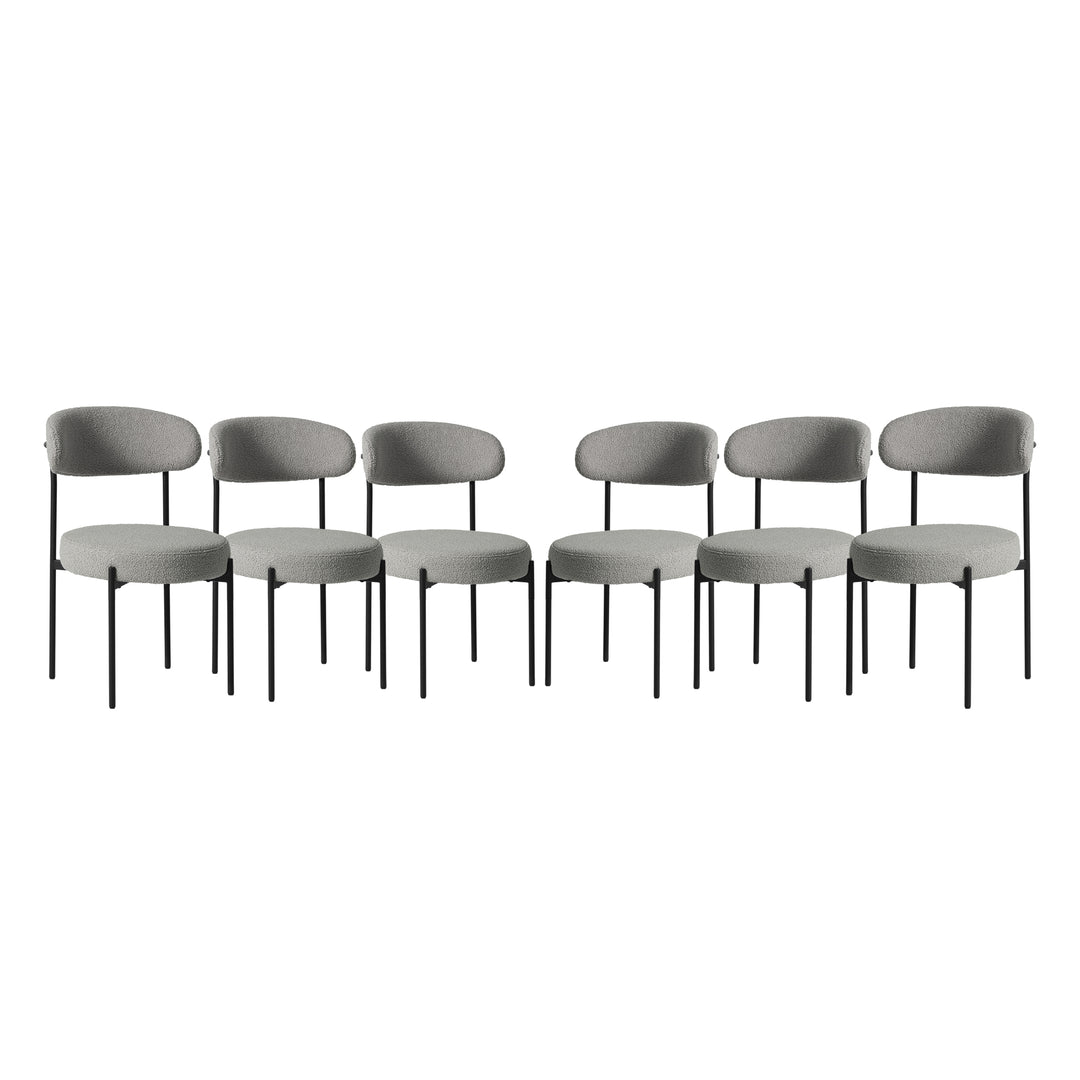 Alexandria Mid-Century Modern Upholstered Sherpa Round Dining Chairs (Set of 6)