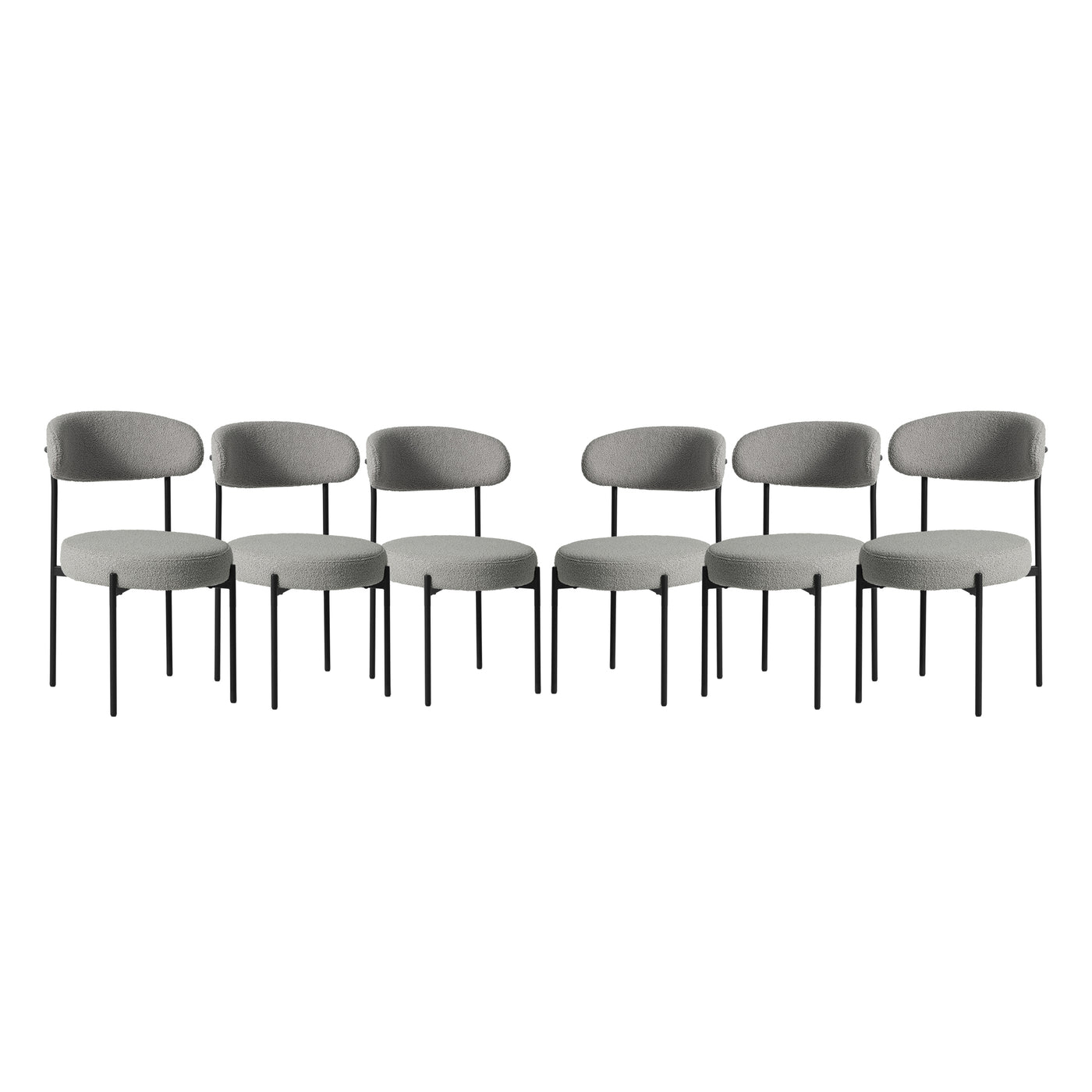 Alexandria Mid-Century Modern Upholstered Sherpa Round Dining Chairs (Set of 6)