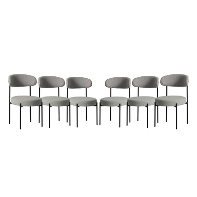 Alexandria Mid-Century Modern Upholstered Sherpa Round Dining Chairs (Set of 6)