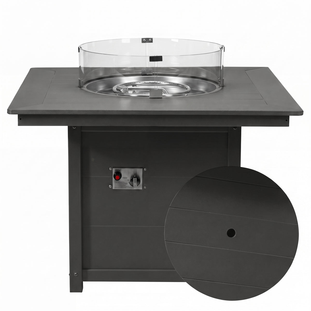 Helios Modern Outdoor Patio Propane 42" Square Fire Pit Table