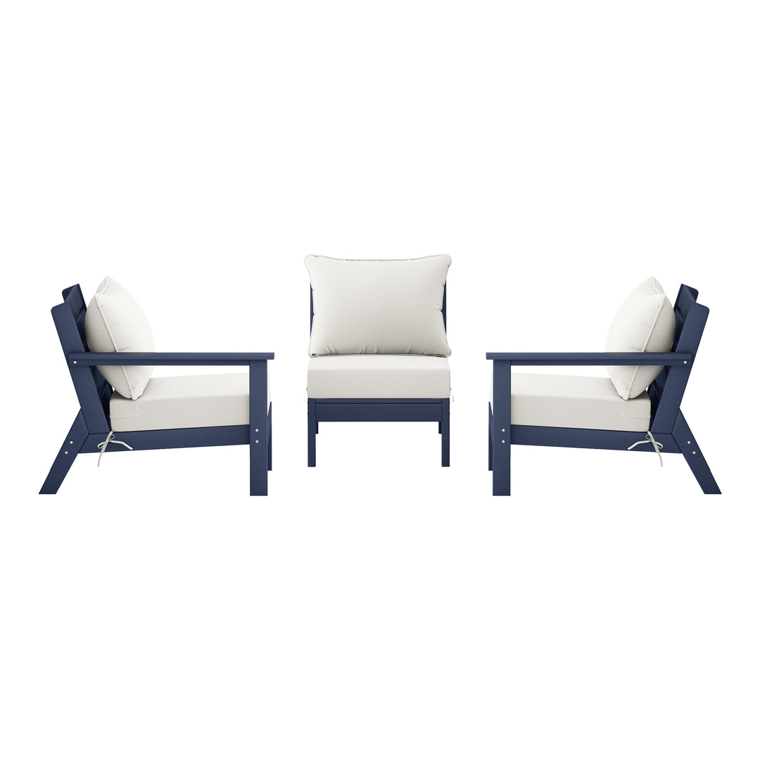 Avalon Outdoor Patio HDPE Sectional Sofa with Patio Cushions