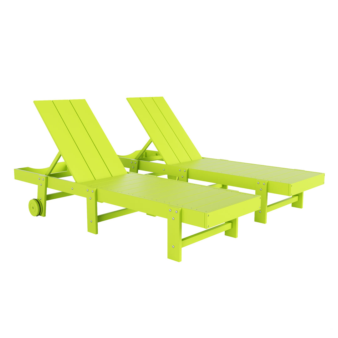 Ashore Modern Poly Reclining Chaise Lounge With Wheels