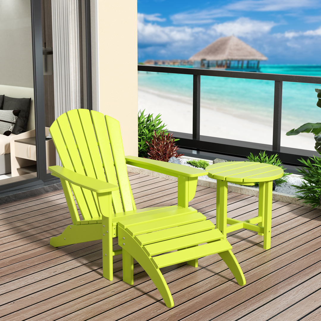 Dylan Outdoor Adirondack Chair With Ottoman And Side Table 3-Piece Set