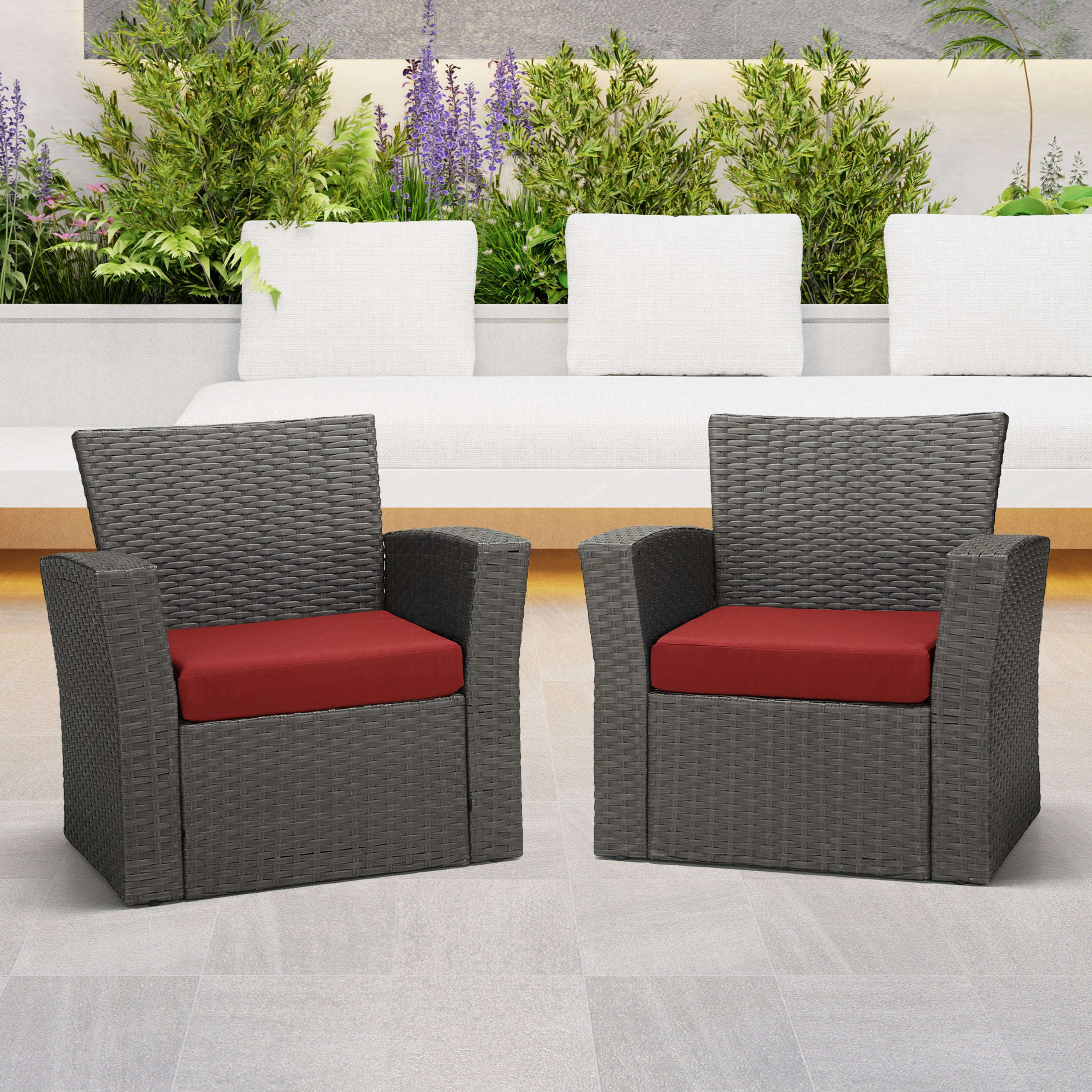 Solace Outdoor Patio Furniture Seat Chair Square Cushions Set of 2, 20" x 19"