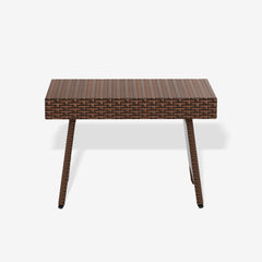 Coastal Plastic Rattan Wicker Outdoor Patio Folding Side Table