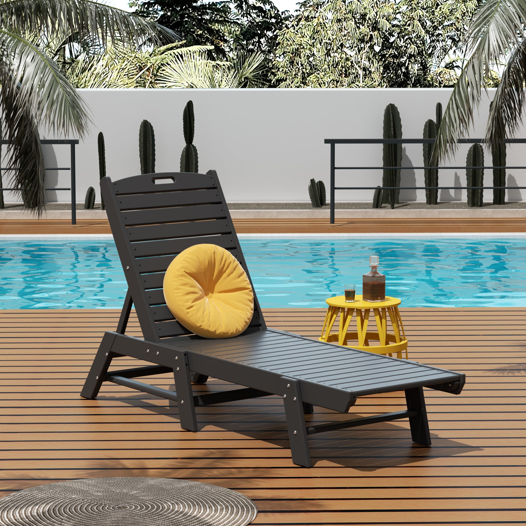 Malibu Poly Reclining Outdoor Patio Chaise Lounge Chair Adjustable