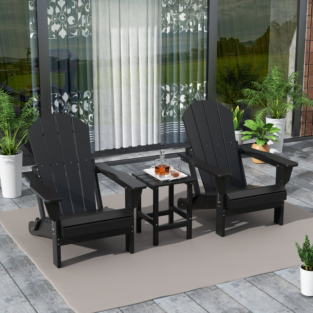 Malibu Westintrends 3-Piece set Outdoor / Patio Poly Adirondack chair set with a side table ( 2 seater )