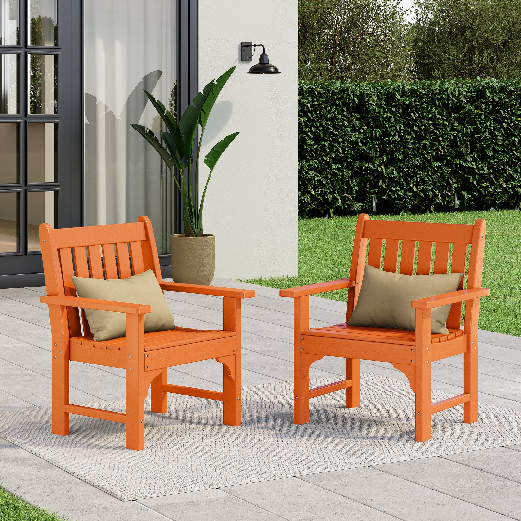 Malibu Outdoor Patio HDPE Adirondack Dining Arm Chairs (Set of 2)