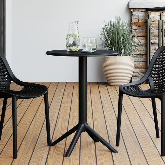 Playa 23.5" Outdoor Polypropylene Resin Round Patio Bistro Dining Table for 2