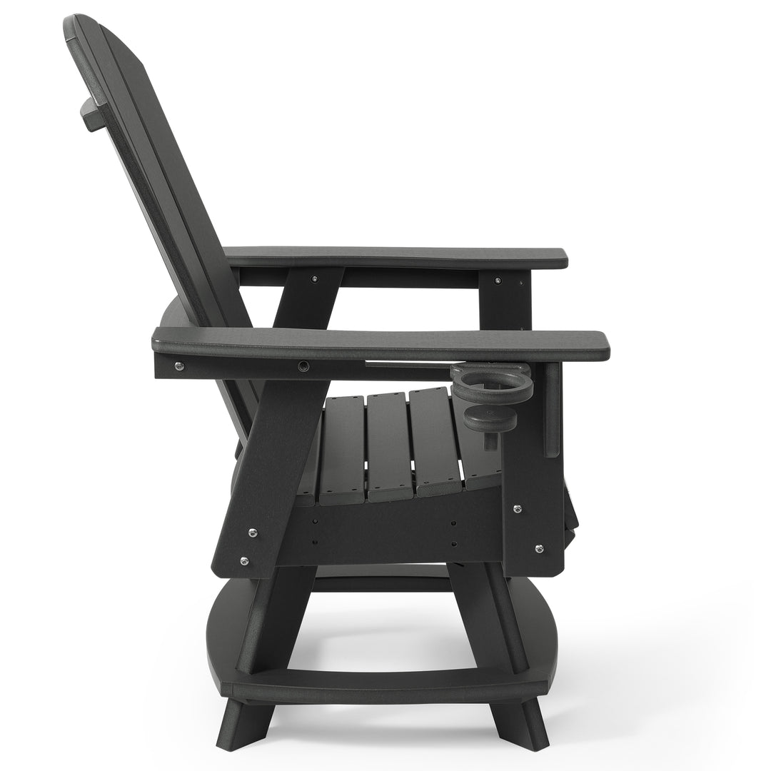 Malibu Outdoor HDPE Swivel Adirondack Patio Dining Chair With Cup Holder