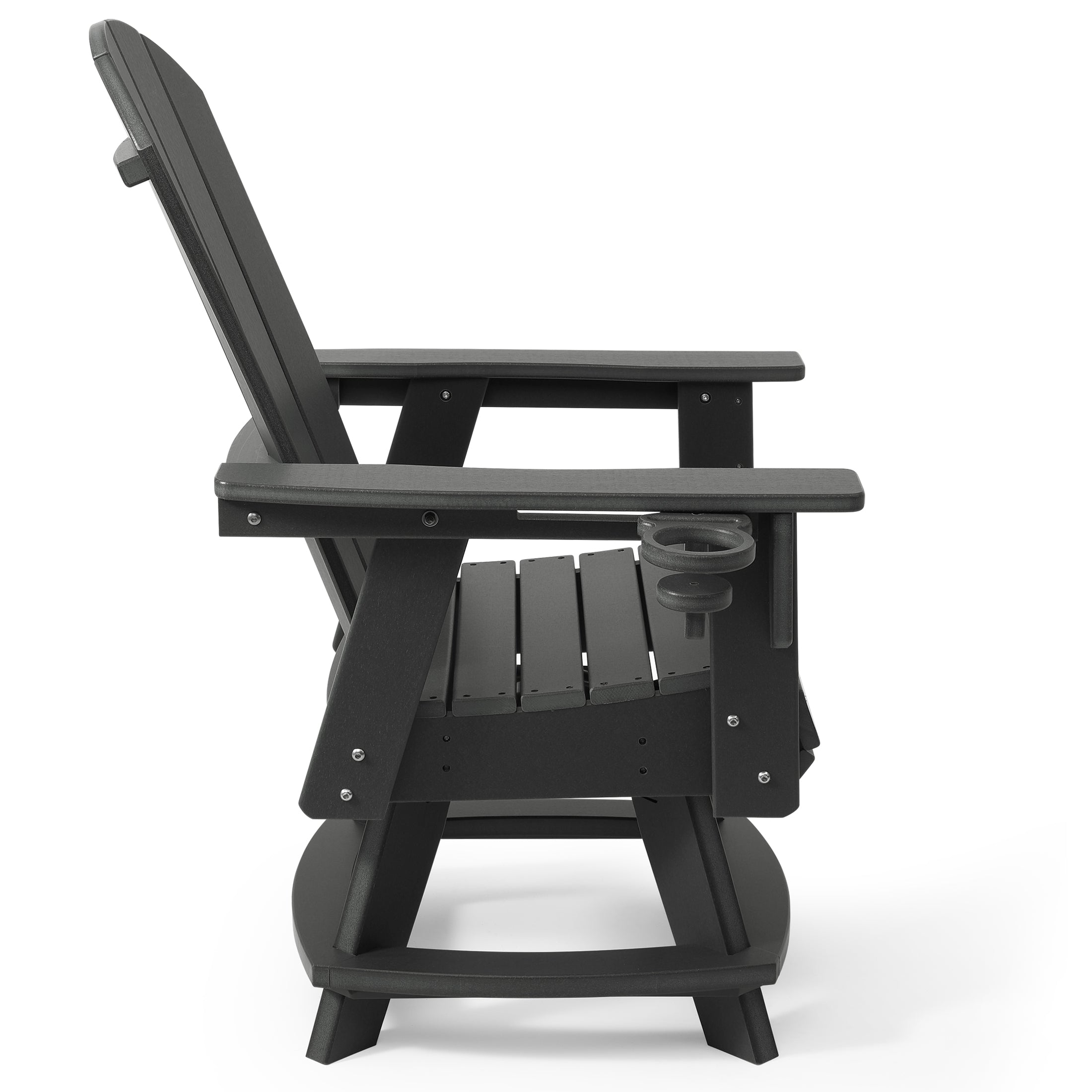 Malibu Outdoor HDPE Swivel Adirondack Patio Dining Chair With Cup Holder