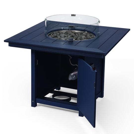 Helios Modern Outdoor Patio Propane 42" Square Fire Pit Table