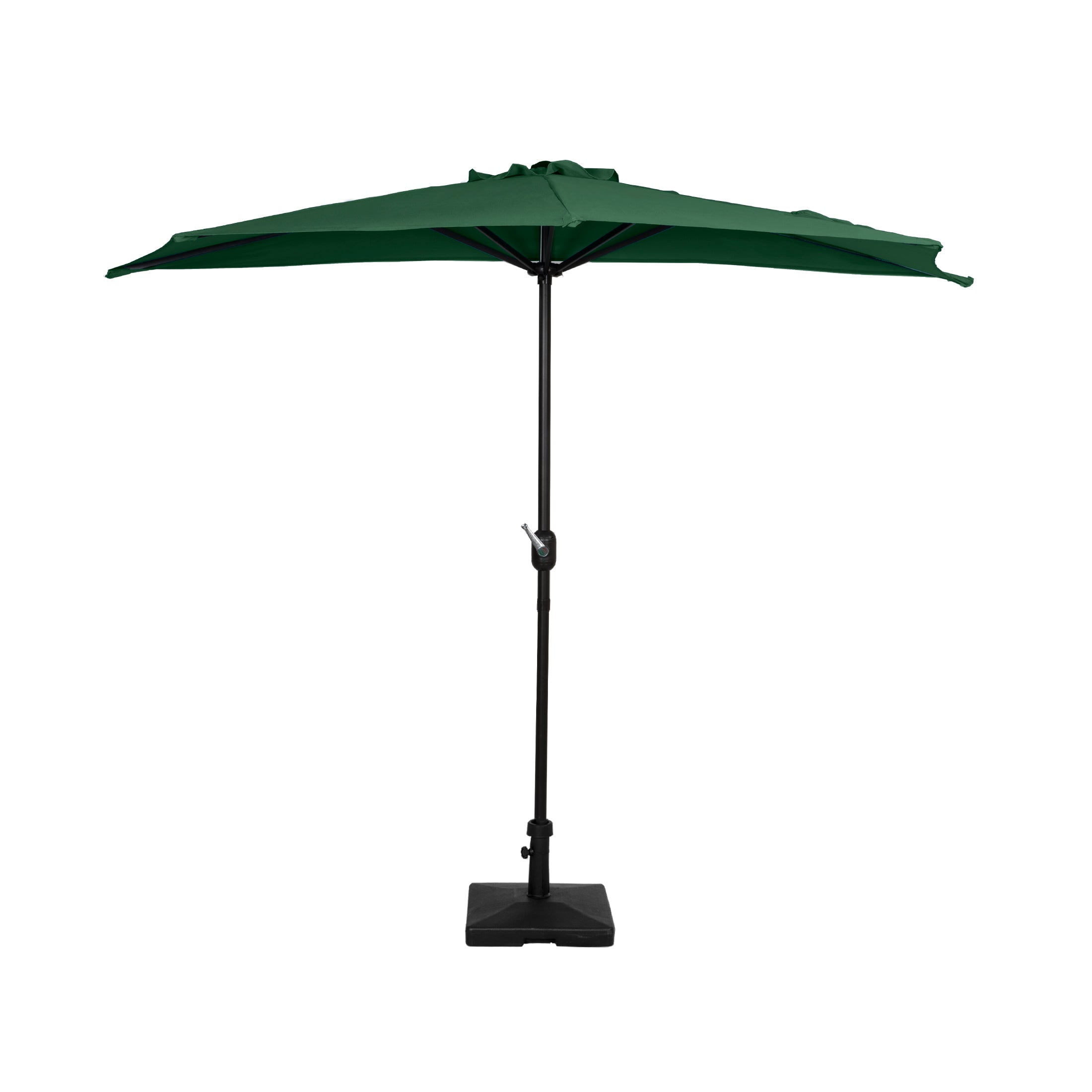 Lanai 9 ft. Aluminum Half Market Crank Lift Patio Umbrella with Base