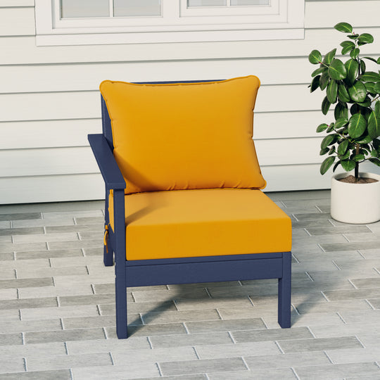 Avalon Outdoor Patio HDPE Left Arm Sectional Corner Club Chair with Patio Cushions