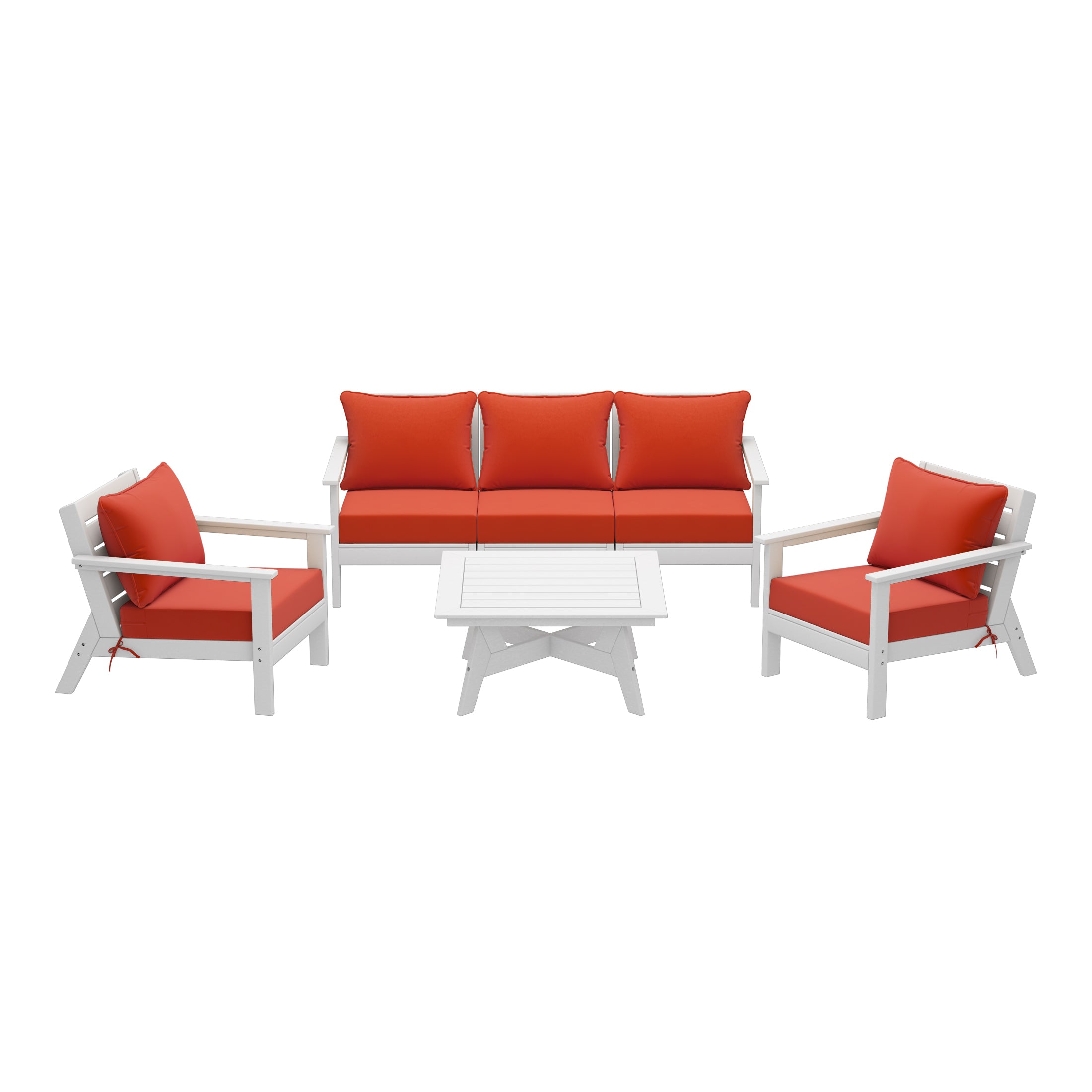 Avalon Outdoor 6-Piece Modular Sectional Patio Furniture Sofa Set in White Frame