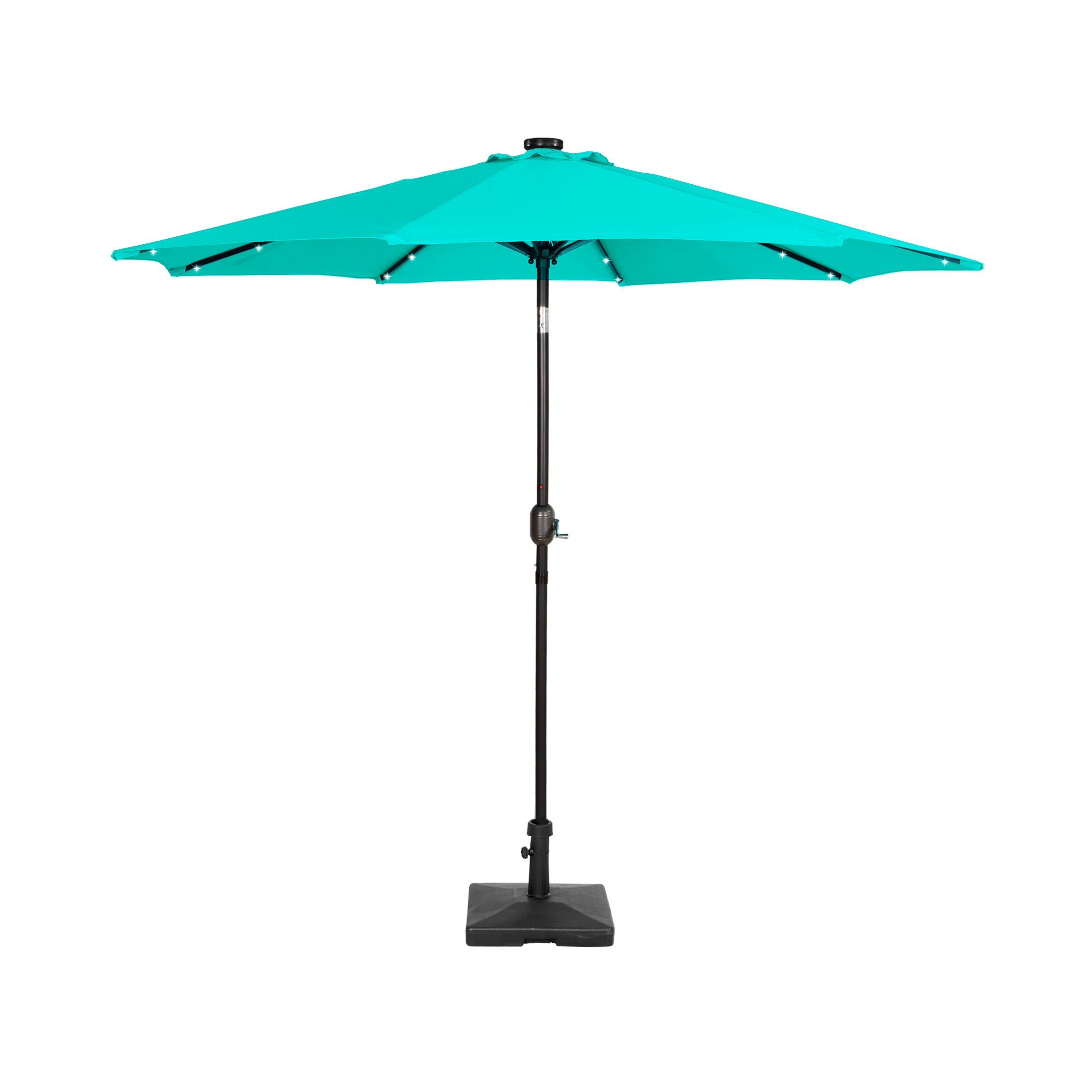 Cyrus 9 ft. Patio Solar Power LED lights Market Umbrella with 50 lbs concrete weight base kit