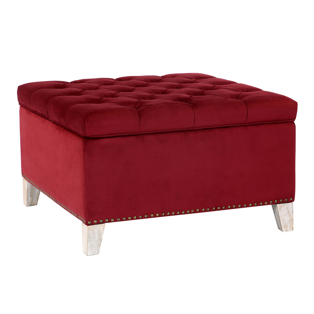 Wordford Square Velvet Tufted Storage Ottoman