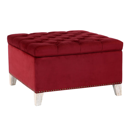 Wordford Square Velvet Tufted Storage Ottoman