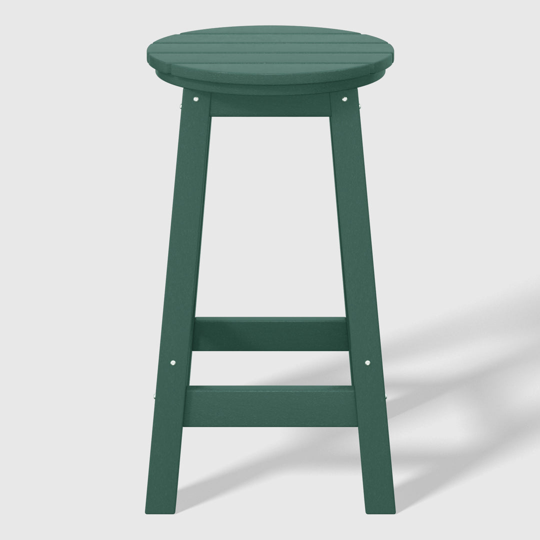 Malibu 24" HDPE Outdoor Patio Round Counter Height Bar Stool Set of 3