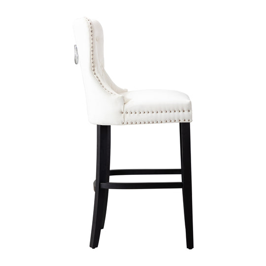 Wordford 29" Tufted Velvet Bar Stool, Black