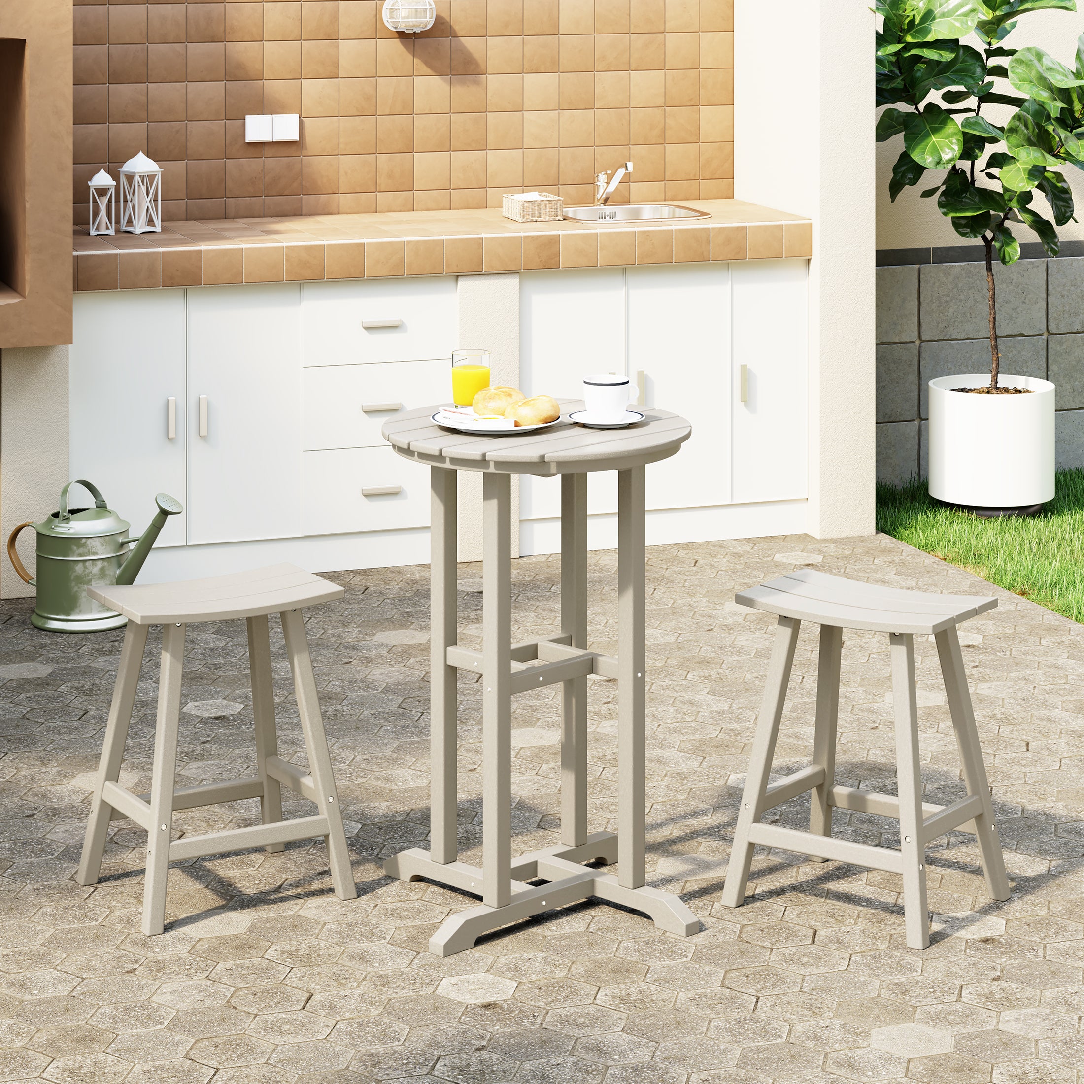 Malibu Outdoor Patio Counter Height Bar Stools Bistro Bar Table Set
