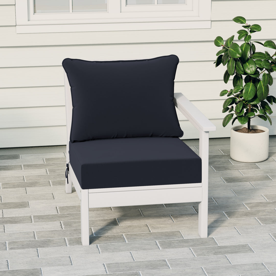 Avalon Outdoor Patio HDPE Right Arm Sectional Corner Club Chair with Patio Cushions