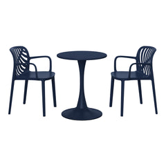 Playa 3-Piece Outdoor Indoor Metal Patio Dining Table Set With Stackable Patio Chairs